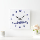 Blue Rowers Crew Team Wassersport Quadratische Wanduhr (Zuhause)