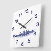 Blue Rowers Crew Team Wassersport Quadratische Wanduhr (Winkel)