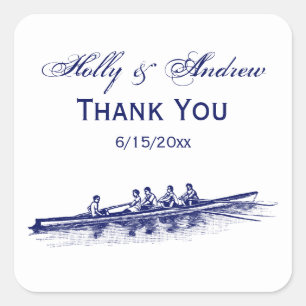 Blue Rowers Crew Team Wassersport Quadratischer Aufkleber