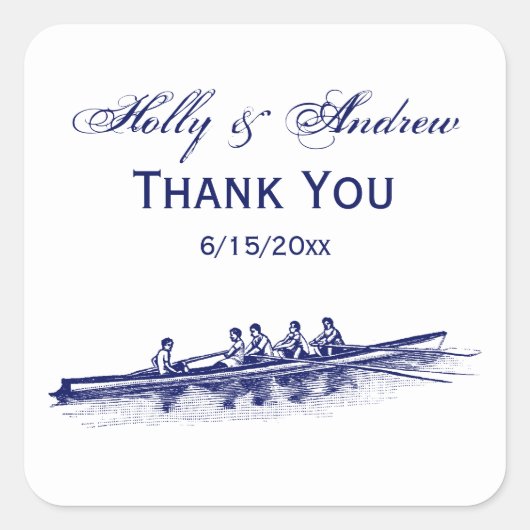 Blue Rowers Crew Team Wassersport Quadratischer Aufkleber (Vorderseite)