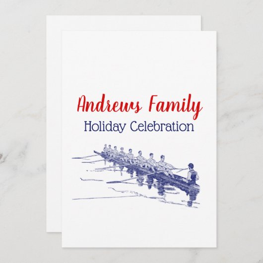 Blue Rowers Crew Team Water Sports #3 Einladung (Vorne/Hinten)