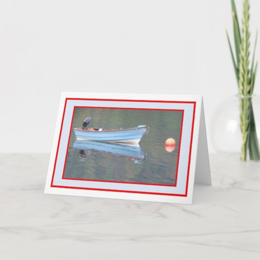 Blue Rowing Boat Greetings Card Karte (Vorderseite)