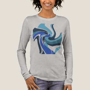Blue Royal Aquamarin Swirling Abstrakte Blume Moti Tri-Blend Shirt