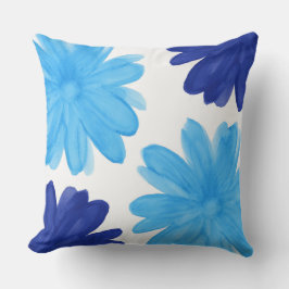Blue Royal Blue Watercolor Blume Kissen