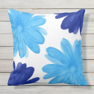 Blue Royal Blue Watercolor Blume Kissen