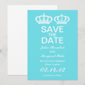Blue Royal Couple Save the Date Einladung (Vorne/Hinten)