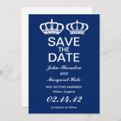 Blue Royal Couple Save the Date Einladung (Vorne/Hinten)