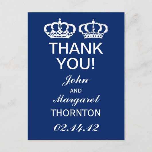 Blue Royal Couple Vielen Dank Postkarte (Vorderseite)