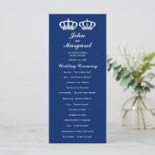 Blue Royal Couple Wedding Program Programm (Stehend Vorderseite)