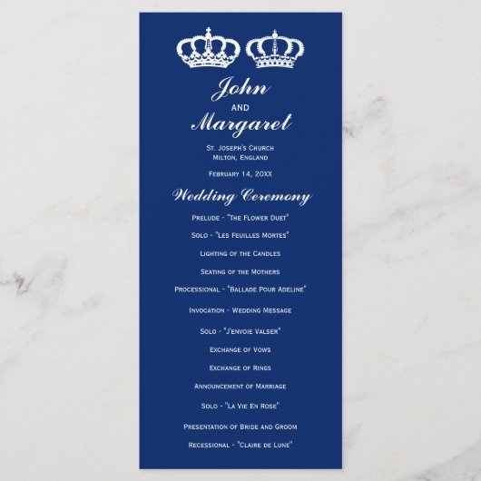 Blue Royal Couple Wedding Program Programm (Vorderseite)
