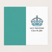 Blue Royal Crown, Erlebnis & Save the Date Card Visitenkarten (Außenseite Aufgefaltet)