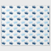 Blue Royal Crowns Fairytale Prince Storybook Party Geschenkpapier (Flach)