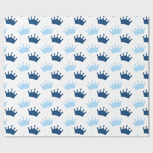 Blue Royal Crowns Fairytale Prince Storybook Party Geschenkpapier (Flach)