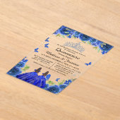 Blue Royal Floral Butterfly Twin Quinceanera Acryleinladungen (Ablage )