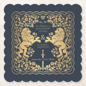 Blue Royal Lion Mittelalterliche Hochzeit Untersetzer (Vorderseite)