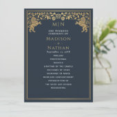 Blue Royal Lion Mittelalterliches Hochzeitsprogram Programm (Stehend Vorderseite)