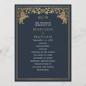 Blue Royal Lion Mittelalterliches Hochzeitsprogram Programm (Vorderseite)