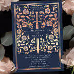 Blue Royal Mittelalterliche Rose Goldschwert Hochz Einladung<br><div class="desc">Treten Sie ein in die Geschichte von Romantik und Legende! Diese mittelalterlichen Fantasy Hochzeitseinladungen zeigen ein echtes Schwert, das mit Rose-Goldfloralen in tiefblauem Hintergrund verstrickt ist. Sie sind ideal für Paare, die eine bezaubernde und zeitlose Touch für ihren besonderen Tag suchen. Beachten Sie, dass das Rose-Gold auf diesen Einladungen NICHT...</div>