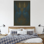 Blue Royal Phoenix Duo · Luxury Canvas Print Leinwanddruck (Insitu (Schlafzimmer))