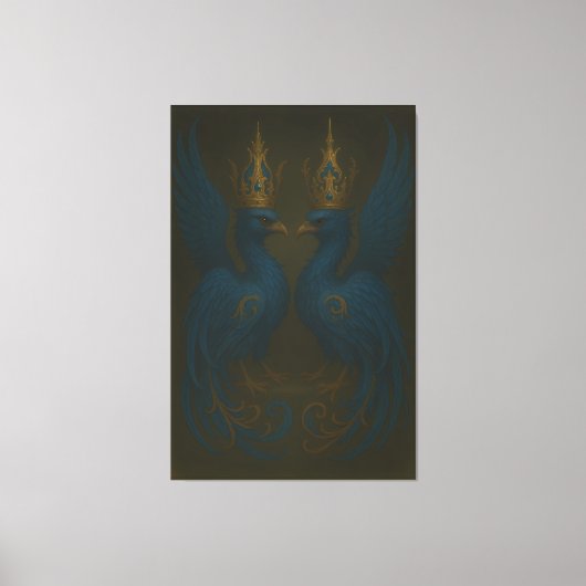 Blue Royal Phoenix Duo · Luxury Canvas Print Leinwanddruck (Vorderseite)