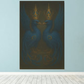 Blue Royal Phoenix Duo · Luxury Canvas Print Leinwanddruck (Insitu (Holzboden))