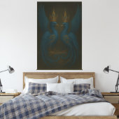 Blue Royal Phoenix Duo · Luxury Canvas Print Leinwanddruck (Insitu (Schlafzimmer))