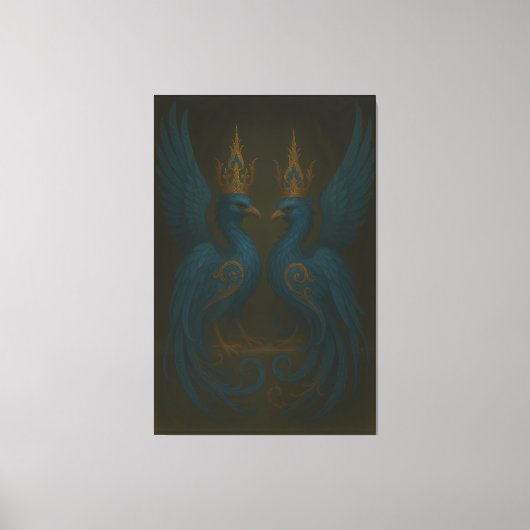 Blue Royal Phoenix Duo · Luxury Canvas Print Leinwanddruck (Vorderseite)
