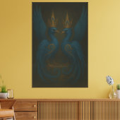 Blue Royal Phoenix Duo · Luxury Canvas Print Leinwanddruck (Insitu (Wohnzimmer))