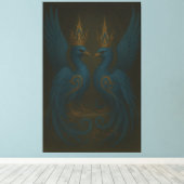 Blue Royal Phoenix Duo · Luxury Canvas Print Leinwanddruck (Insitu (Holzboden))