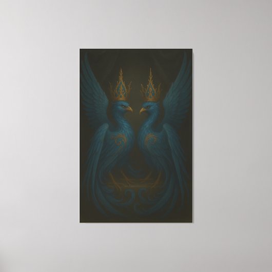 Blue Royal Phoenix Duo · Luxury Canvas Print Leinwanddruck (Vorderseite)