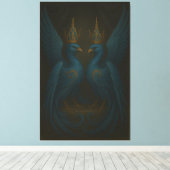 Blue Royal Phoenix Duo · Luxury Canvas Print Leinwanddruck (Insitu (Holzboden))