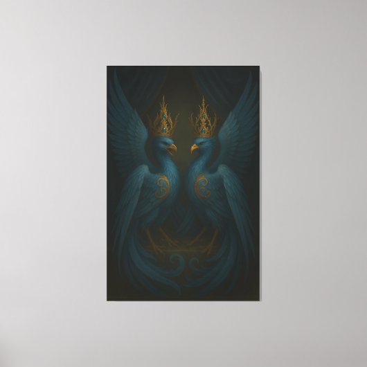 Blue Royal Phoenix Duo · Luxury Canvas Print Leinwanddruck (Vorderseite)