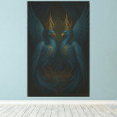 Blue Royal Phoenix Duo · Luxury Canvas Print Leinwanddruck (Insitu (Holzboden))
