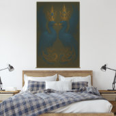 Blue Royal Phoenix Duo · Luxury Canvas Print Leinwanddruck (Insitu (Schlafzimmer))