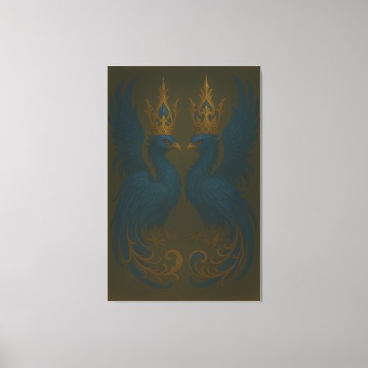 Blue Royal Phoenix Duo · Luxury Canvas Print Leinwanddruck (Vorderseite)