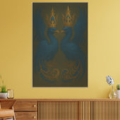 Blue Royal Phoenix Duo · Luxury Canvas Print Leinwanddruck (Insitu (Wohnzimmer))