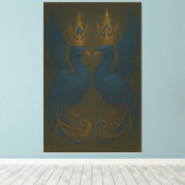 Blue Royal Phoenix Duo · Luxury Canvas Print Leinwanddruck (Insitu (Holzboden))