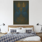 Blue Royal Phoenix Duo · Luxury Canvas Print Leinwanddruck (Insitu (Schlafzimmer))