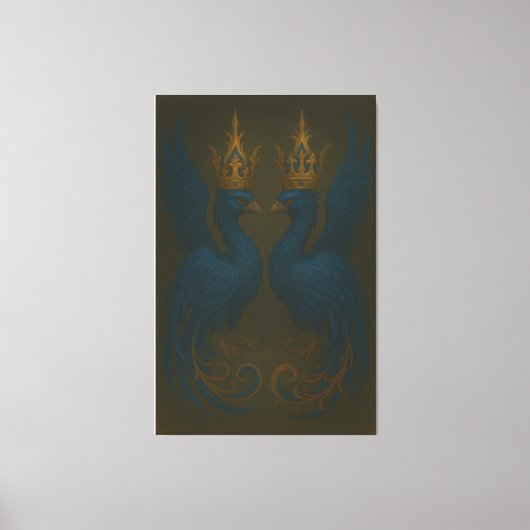 Blue Royal Phoenix Duo · Luxury Canvas Print Leinwanddruck (Vorderseite)