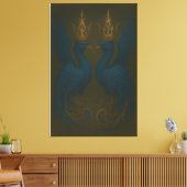 Blue Royal Phoenix Duo · Luxury Canvas Print Leinwanddruck (Insitu (Wohnzimmer))