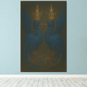 Blue Royal Phoenix Duo · Luxury Canvas Print Leinwanddruck (Insitu (Holzboden))