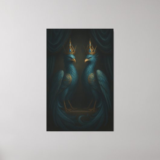 Blue Royal Phoenix Duo · Luxury Canvas Print Leinwanddruck (Vorderseite)
