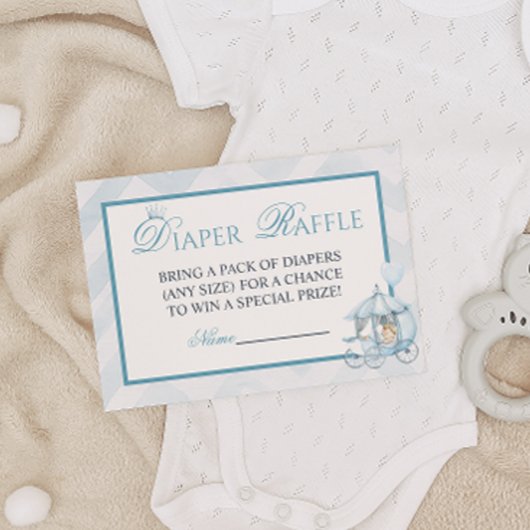 Blue Royal Prince Diaper Raffle Card Watercolor Begleitkarte