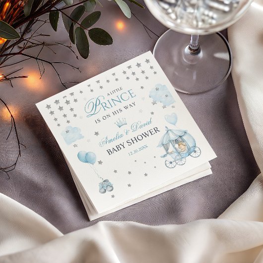 Blue Royal Prince Watercolor Carriage Party Serviette