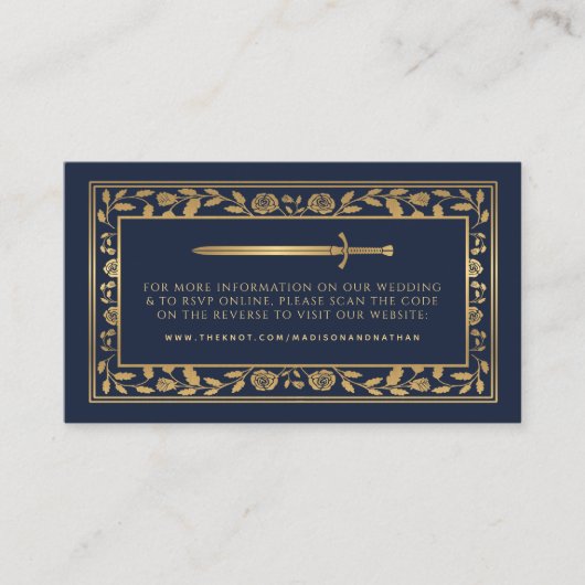 Blue Royal Sword Wedding Website UAWG QR Code Begleitkarte (Vorderseite)