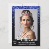 Blue Royale Pageant Autogrammkarte | QR-Code Einladung (Vorderseite)