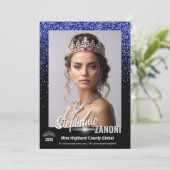 Blue Royale Pageant Autogrammkarte | QR-Code Einladung (Stehend Vorderseite)