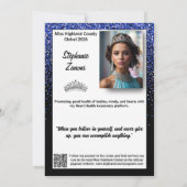 Blue Royale Pageant Autograph Card | QR Code Einladung (Rückseite)