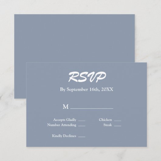 Blue RSVP Card Karte (Vorne/Hinten)