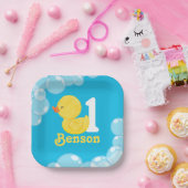 Blue Rubber Duck Personalisiert Geburtstag Pappteller (Party)